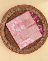 SC3020 - Linen Saree With Foil Weaving And Copper Stone